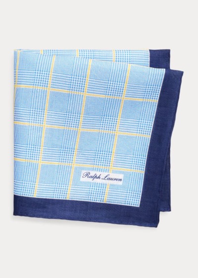 Cuadrícula Ralph Lauren Hombre Azules / Amarillos - Glen Plaid Linen Pocket - ZTJMK3716